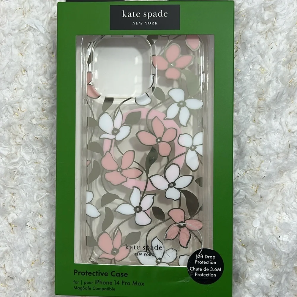 Kate Spade Pink and White Floral iPhone 14 Pro‎ Max Protective Case